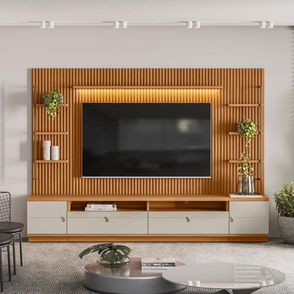 Painel de TV com rack embutido - Casa bonita e bem decorada